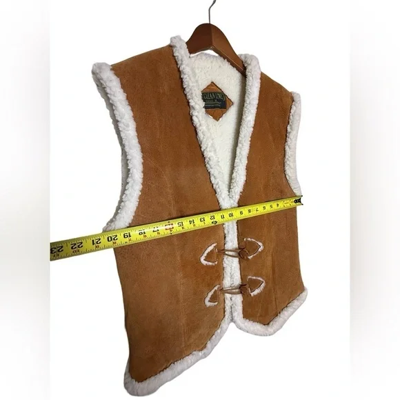 Clean Lines Suede Faux Shearling Vest Brown L Classic - Picture 8 of 10